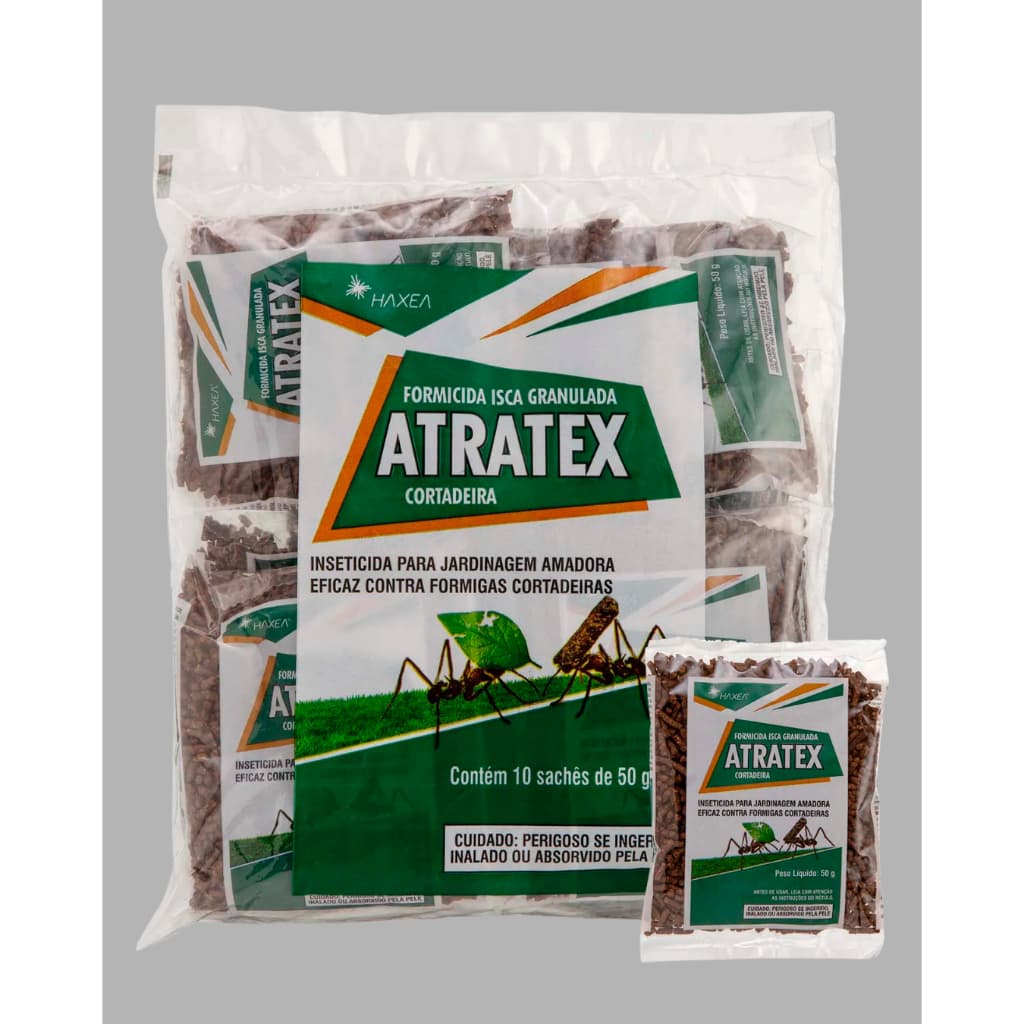 ATRATEX ISCA CONTRA FORMIGA CORTADEIRA PACOTE C/10 SACHÊS DE 50G. CADA