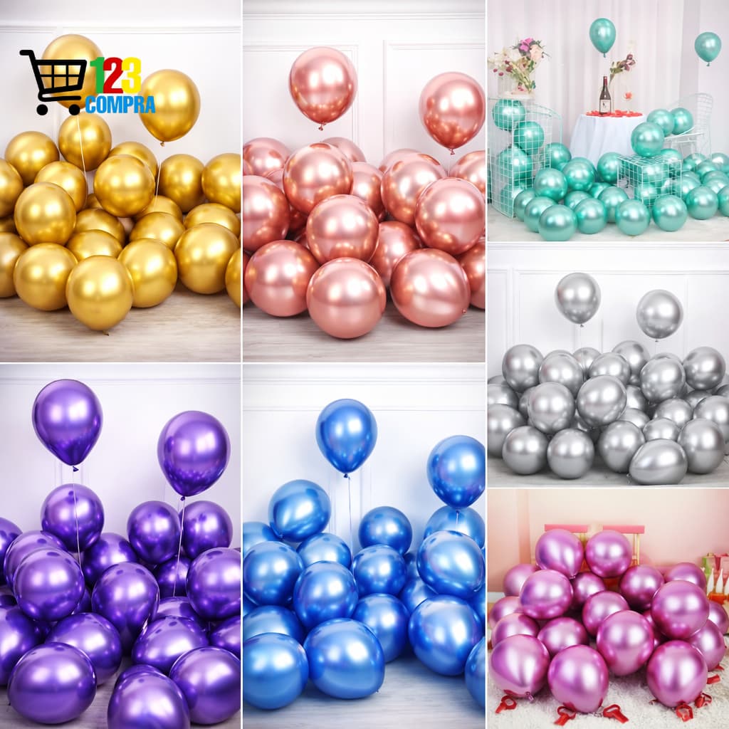Kit 50 Balões Metalizados  para Decoração de Festas – Aniversário, Casamento e Eventos