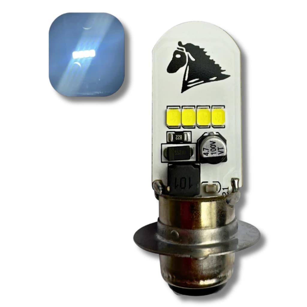LÂMPADA DE LED M5 FAROL MOTO BIZ POP BROS BRANCO 6500K ALTA BAIXA SUPER BRILHO STALLION