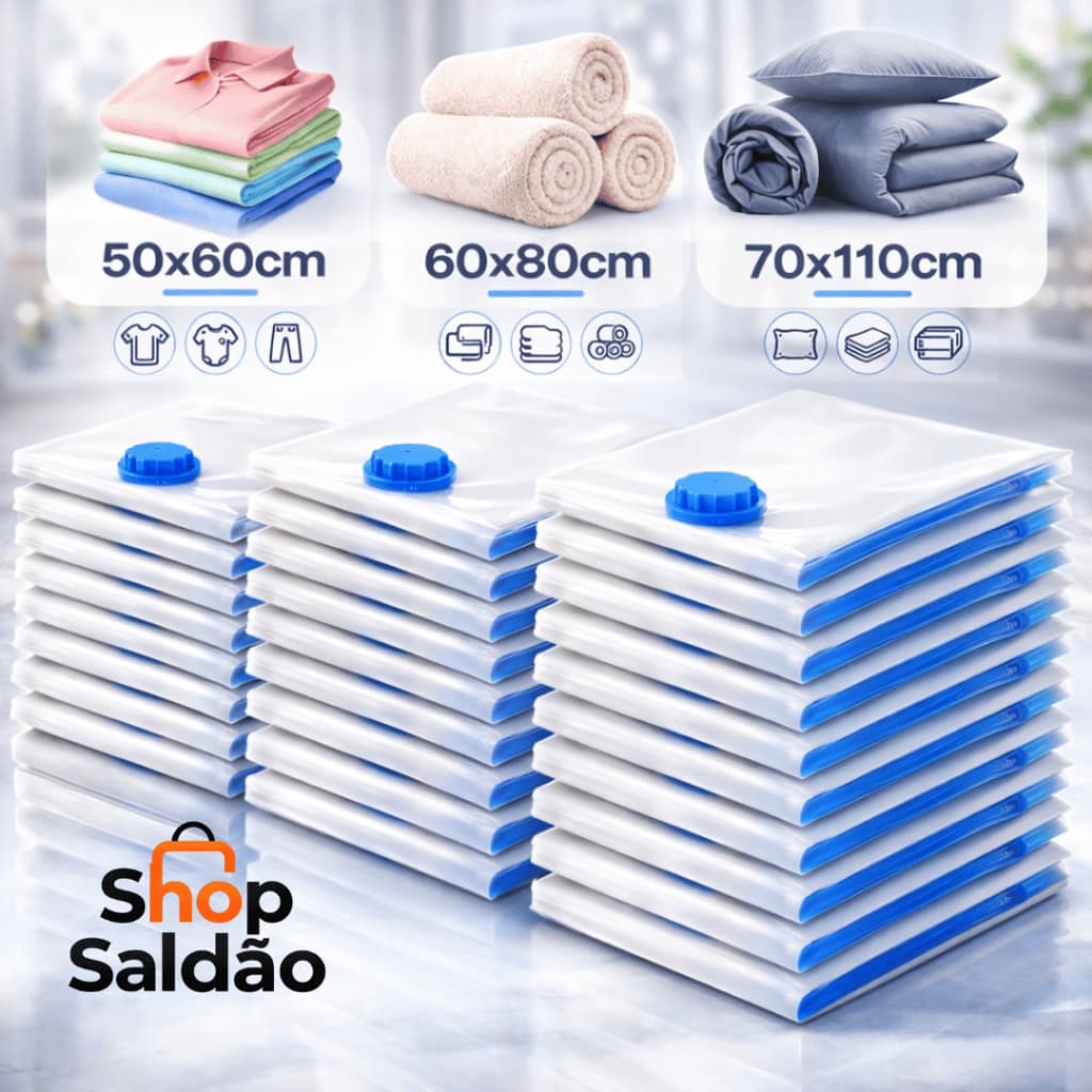 Saco a Vácuo para Roupas Kit Diversas Medidas Organizador Viagem Mala Guarda Roupa
