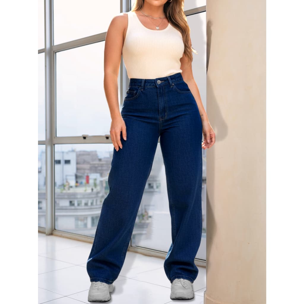 Calca Jeans Feminina Wide Leg Pantalona Perna larga Bloguiera