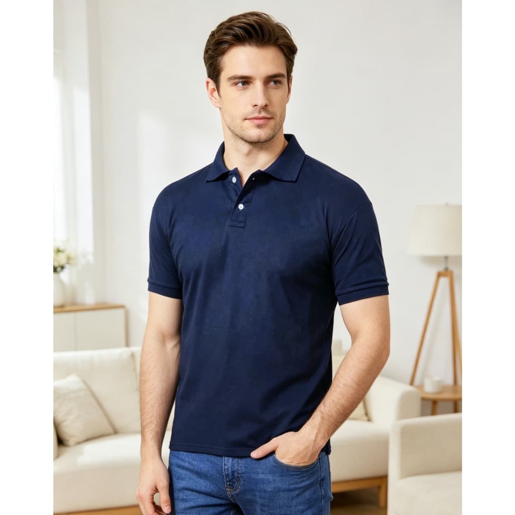 Camisa polo masculina basica com botoes