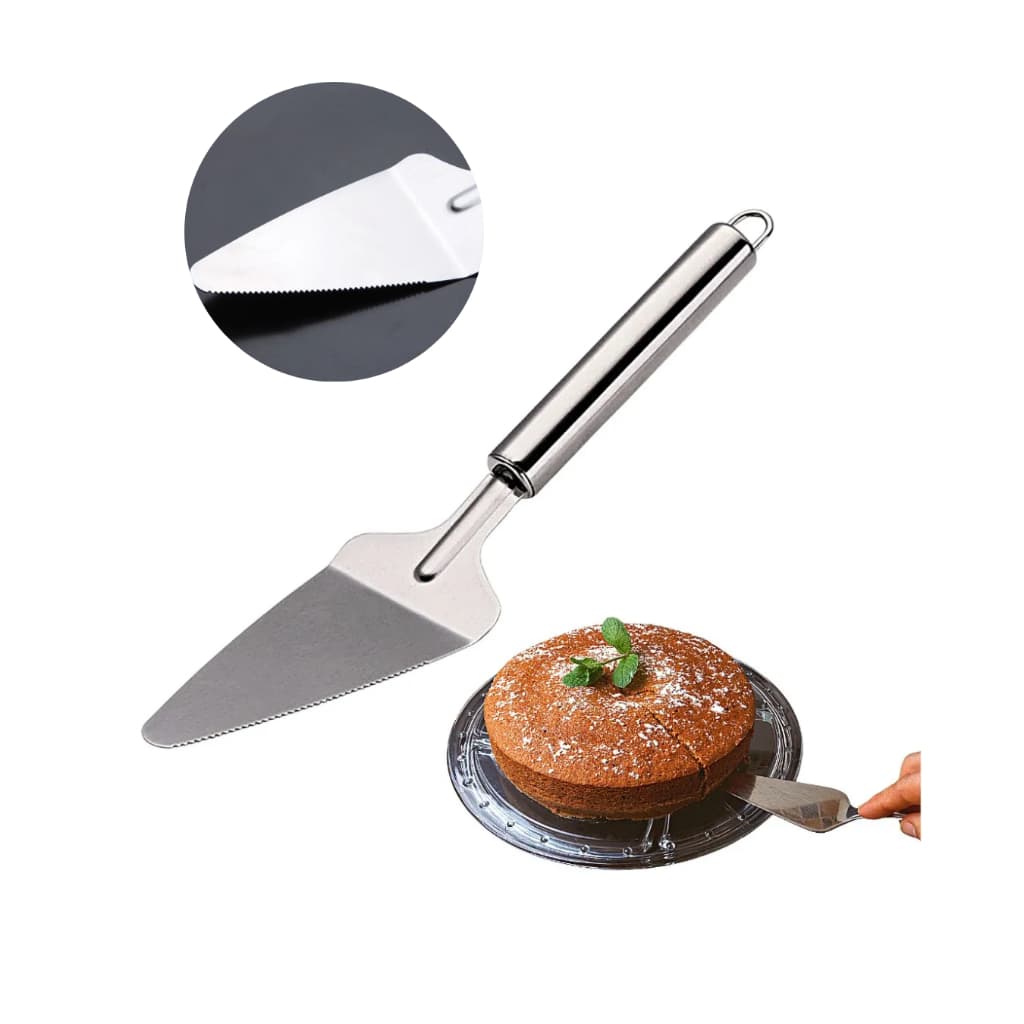 ESPATULA PARA BOLO AÇO INOX 27 CM SERRILHADA E RETA