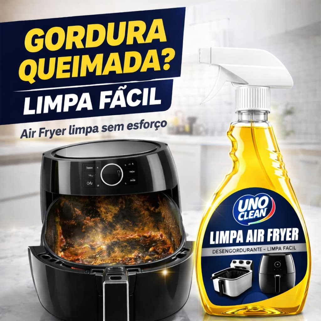 Limpa Air Fryer Desengordurante Uno Clean 500Ml Profissional Remove Gordura Pesada Forno Grelha