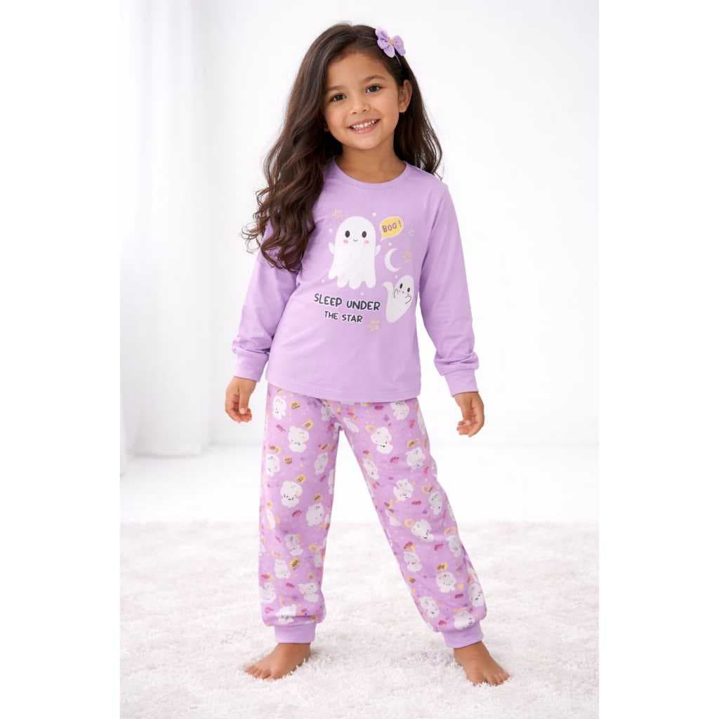 Pijama infantil menina  inverno manga longa  blusa algodão e calça poliéster estampa algumas estampas brilham no escuro