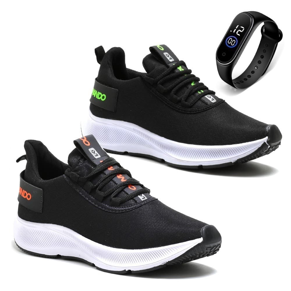 Combo 2 Pares Masculino Esportivo Original Dm Damando Leve Confortável + Relógio