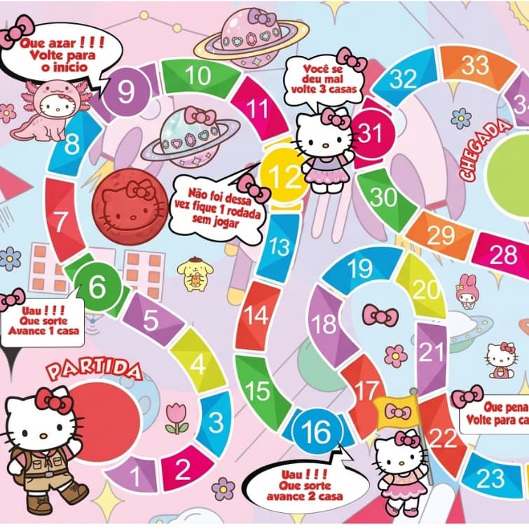 Jogo de Tabuleiro Educativo Infantil Artesanal para Meninas