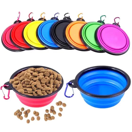 Kit 2 Pratinho Portátil P/ Cachorro Gato Retrátil Silicone
