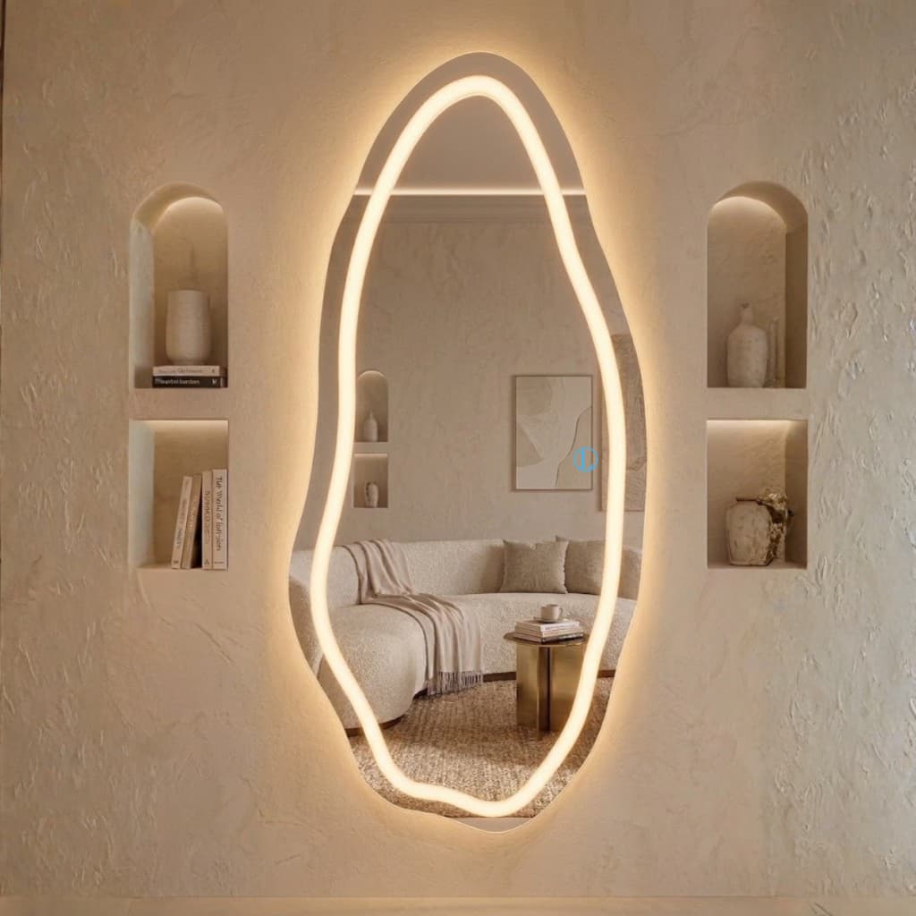 Espelho Lopazzi Vênus Led Jateado 110x50cm Polido Sem Moldura Decoração Sala Hall Corredor e Quarto
