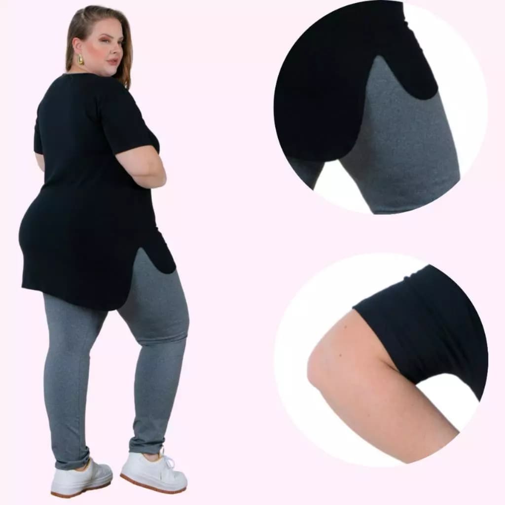 Blusa Plus Size Gola V Tamba Bumbum Fitness Viscolycra moda feminina caimento maravilhoso