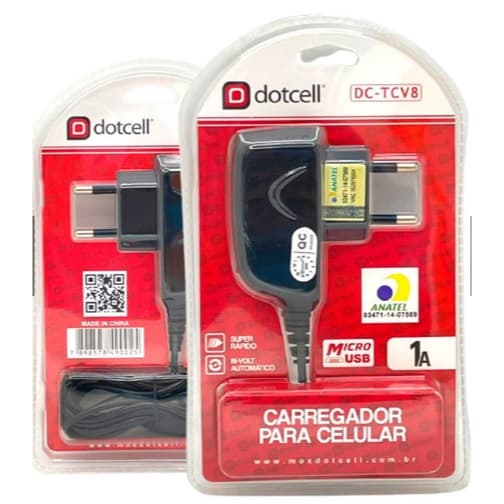 Carregador Fonte Para Celular Smartphone Micro Usb Dotcell v8