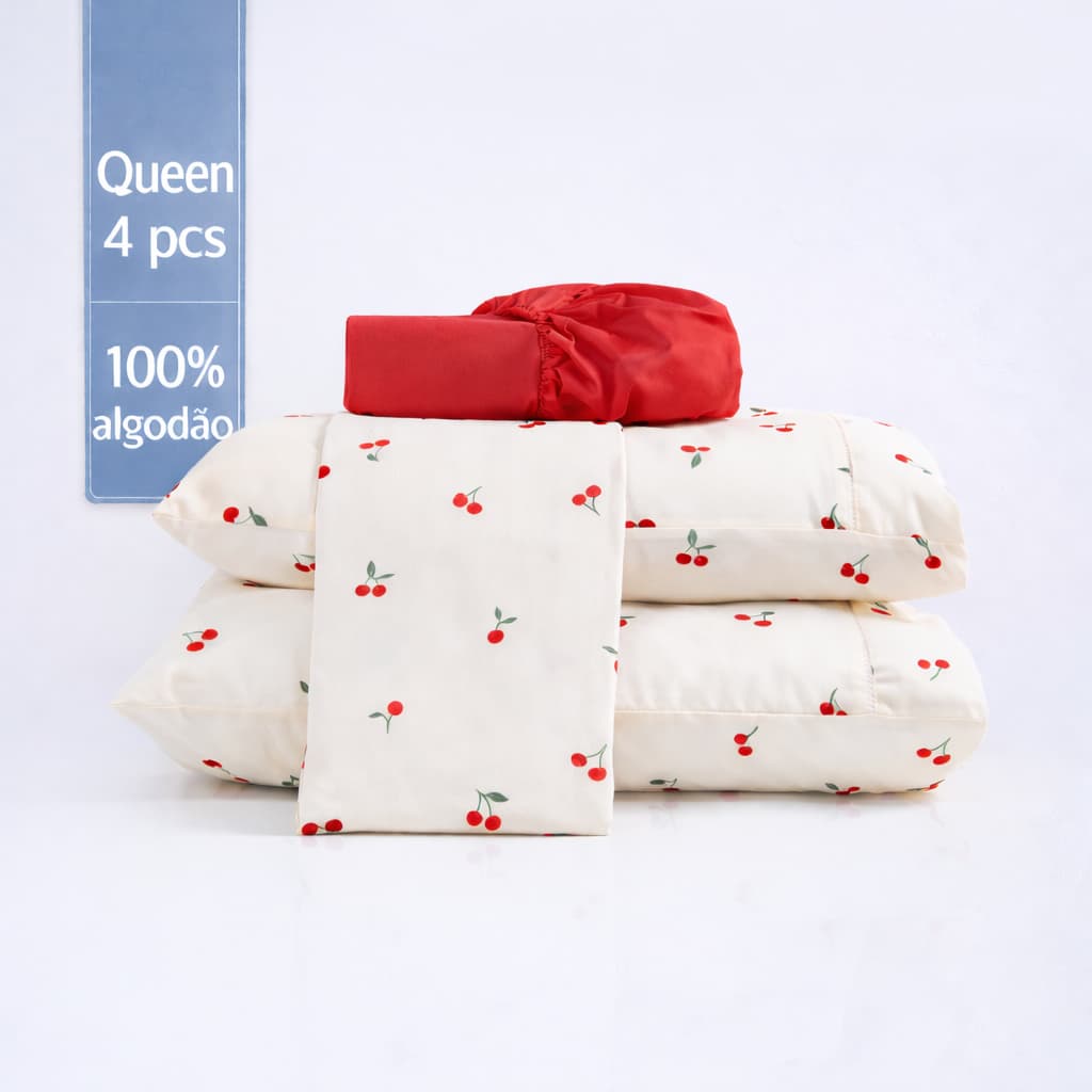 Jogo De Lençol Queen 4 Peças 100% Algodão 200 Fios Estampado
