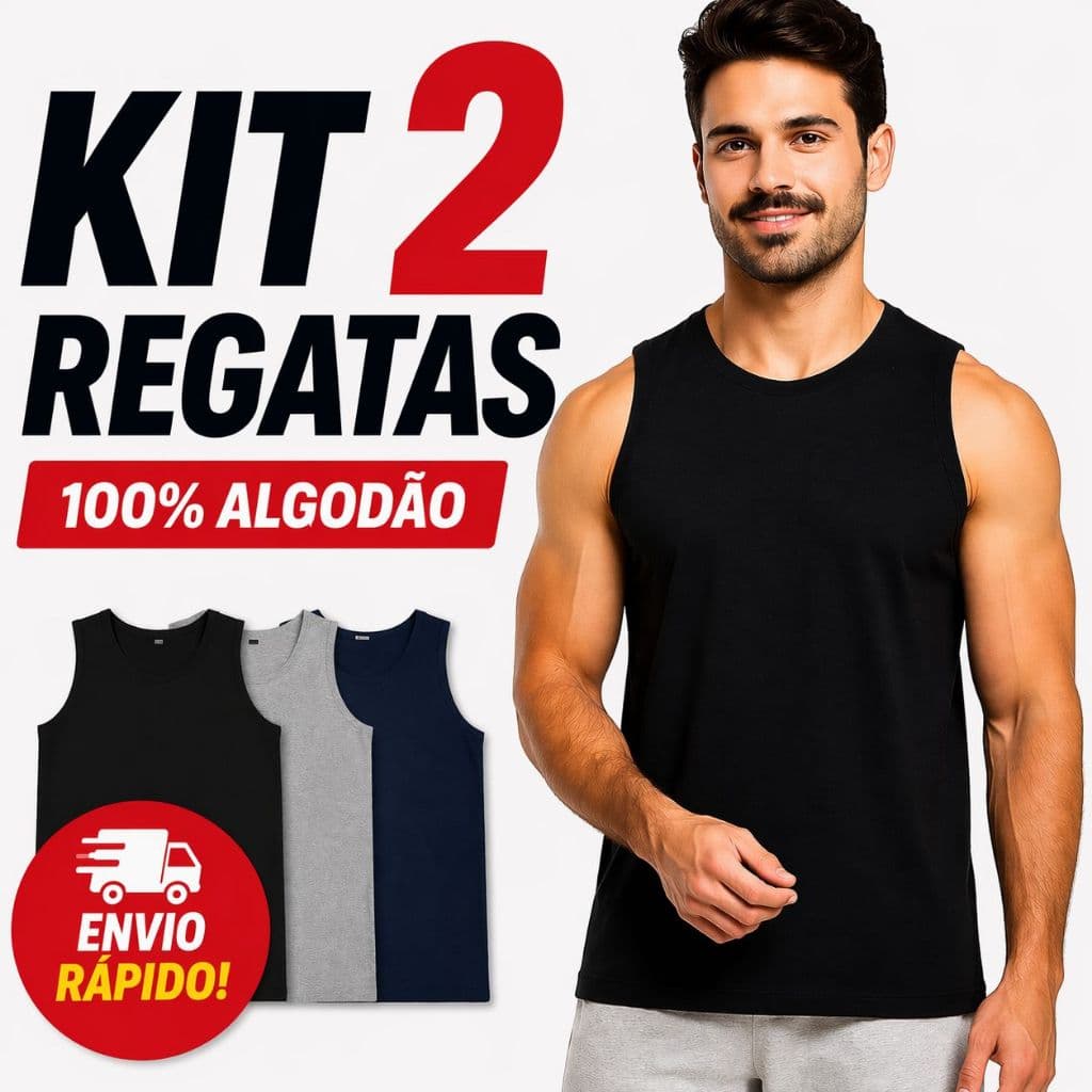 Kit 2 Regatas Masculina 100% Algodão Conforto Leve Básica Estilo Academia Treino