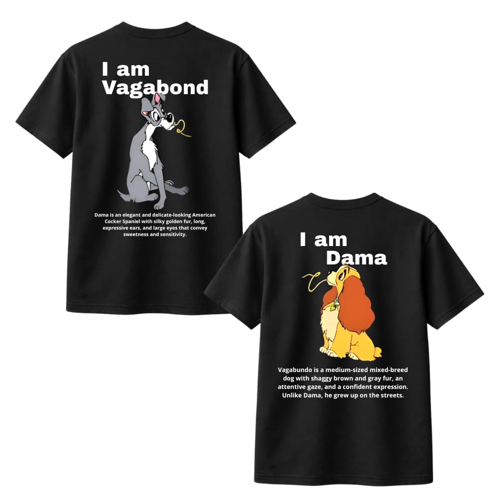 Conjuntos Camisetas De Casal Dama e o Vagabundo Algodão Premium Streetwear