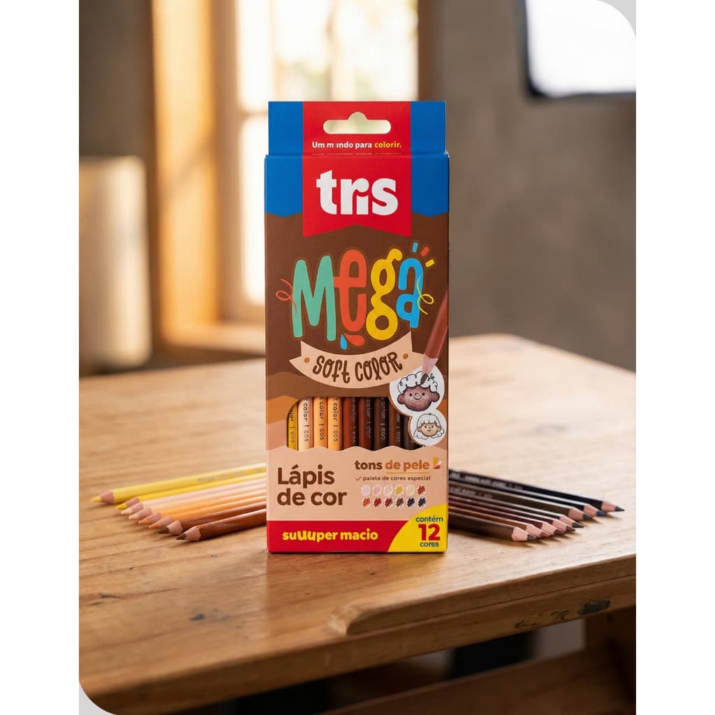 Lápis de Cor Tons de Pele Summit Mega SoftColor 12 Cores – Alta Cobertura e Corpo Triangular
