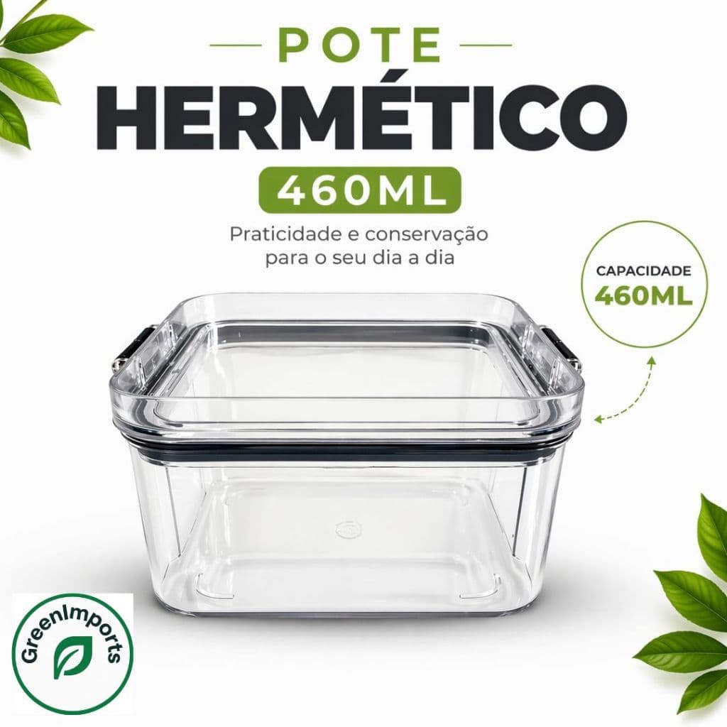 Pote Hermético 460ML para Mantimentos Organização de Cozinha e Armário Kit Porta Temperos e Grãos Prático -Empilháveis