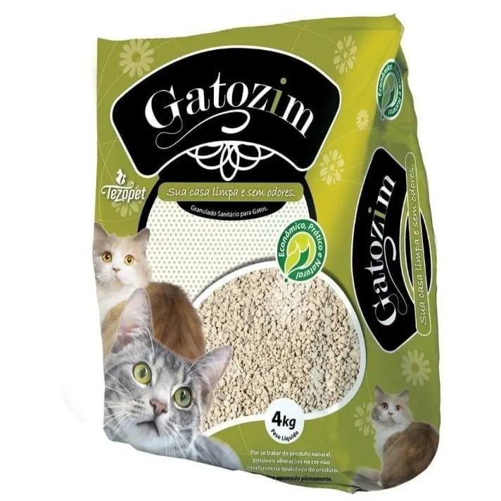 Areia Gatozim 4kg Granulado Sanitário Natural Elimina Odores Fardo 5 Unidades