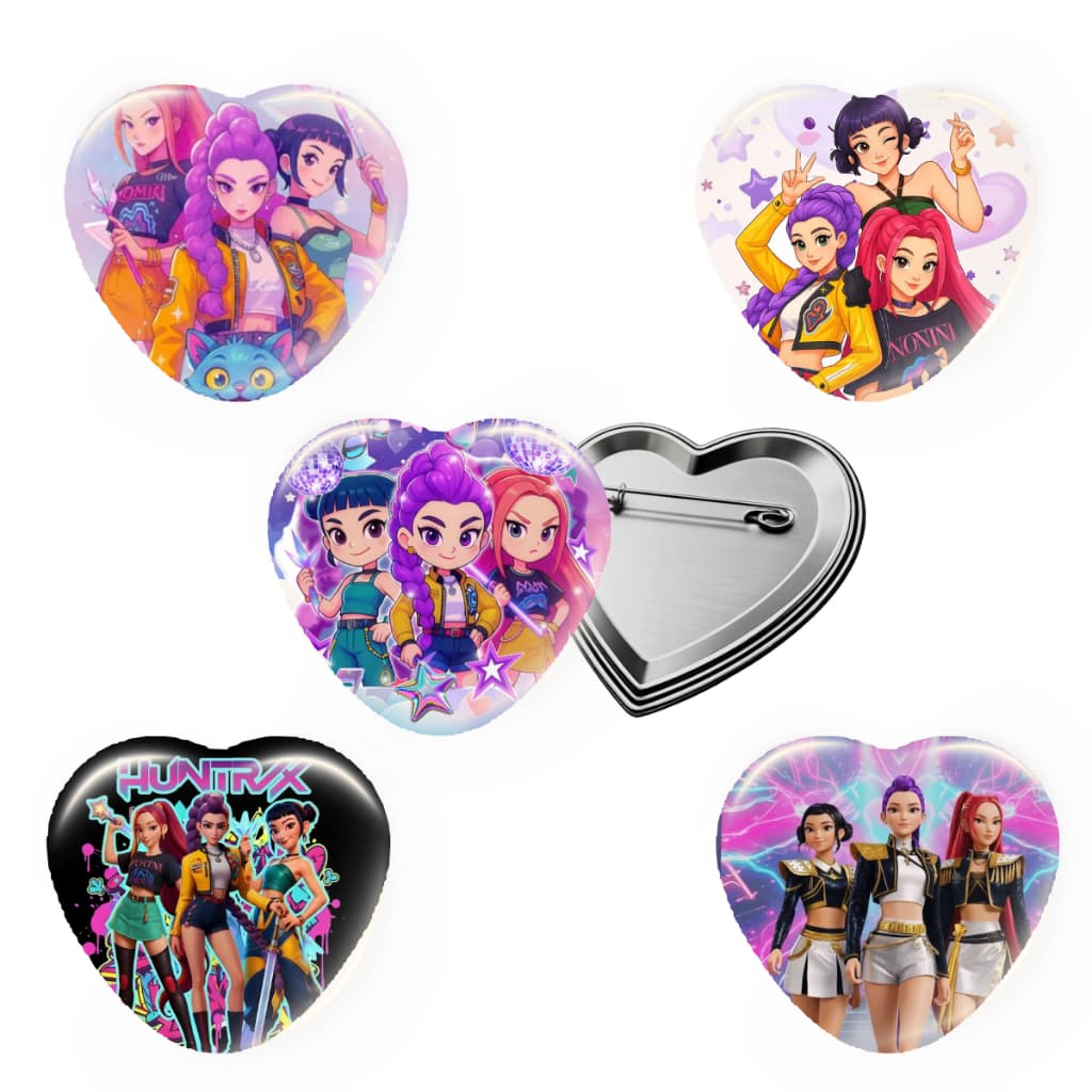 Botton Botões da Guerreiras kpop Botão Bottons Broche Kit Personalizado 5 Unidades Tamanho 5,8 cm