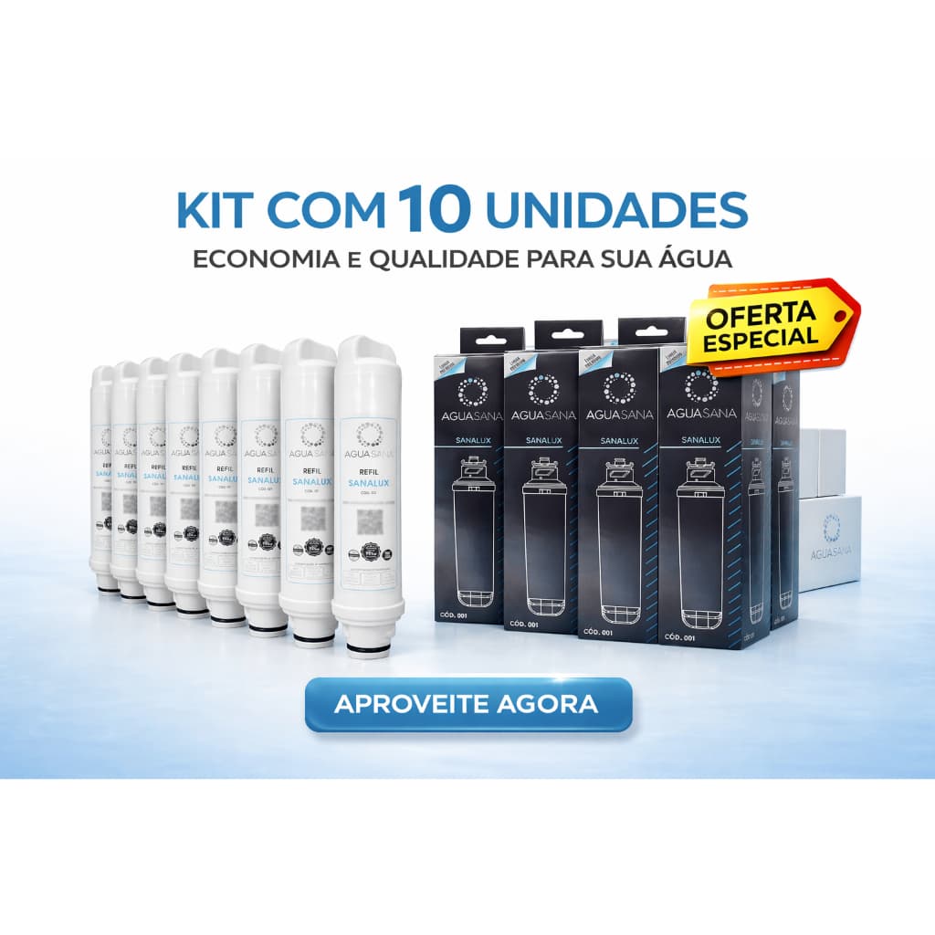 Kit 10 Filtro Refil Água Purificador Compatível Electrolux PAPPCA40 PE11B PE11X PC41B PC41X PH41B