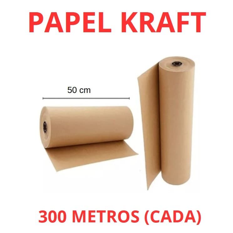 Papel Kraft Bobina 50cm Aprox. 6,5 KG 300 metros (cada)  Pardo Embalagem Caixa