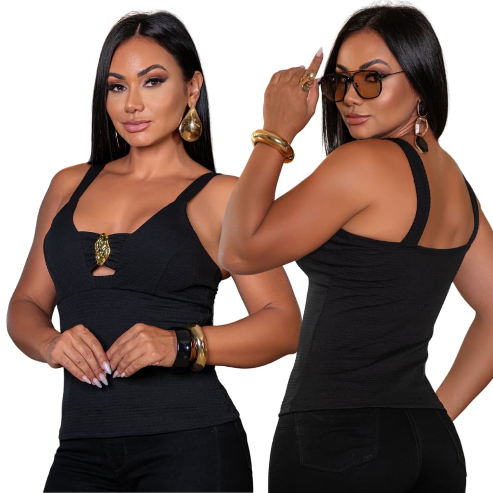 Blusa Regata Feminina Confortável Estilosa Moderna Elegante Bojo Tecido Premium Casual Dia Dia .