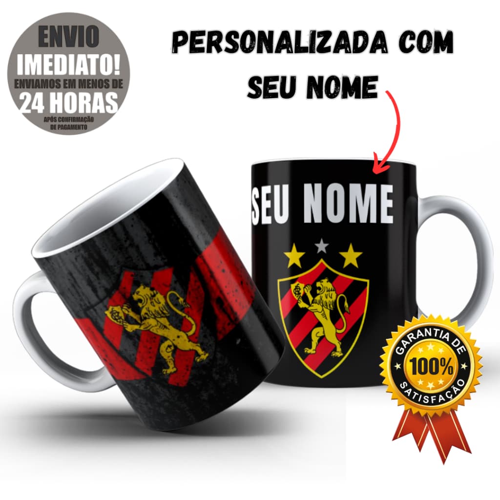 Caneca Xícara Personalizada COM NOME Sport Club do Recife Porcelana ou Polímero Estampas Exclusivas Envio 24h