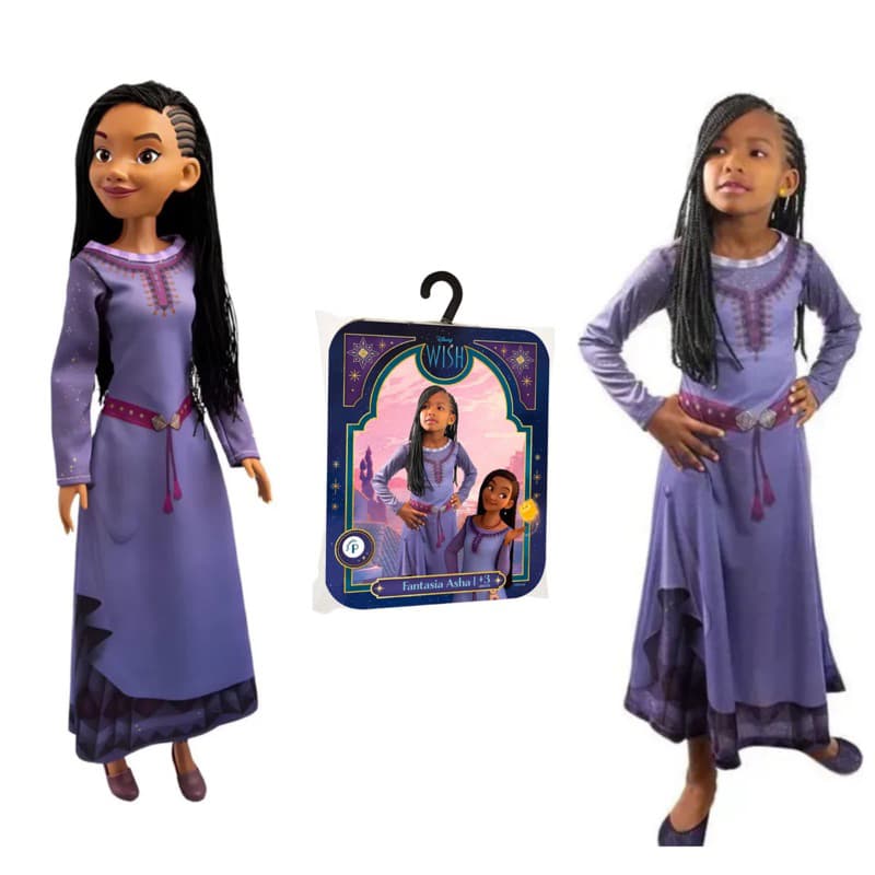 Boneca Asha Disney Mini My Size 55cm  e Fantasia Original Babybrink