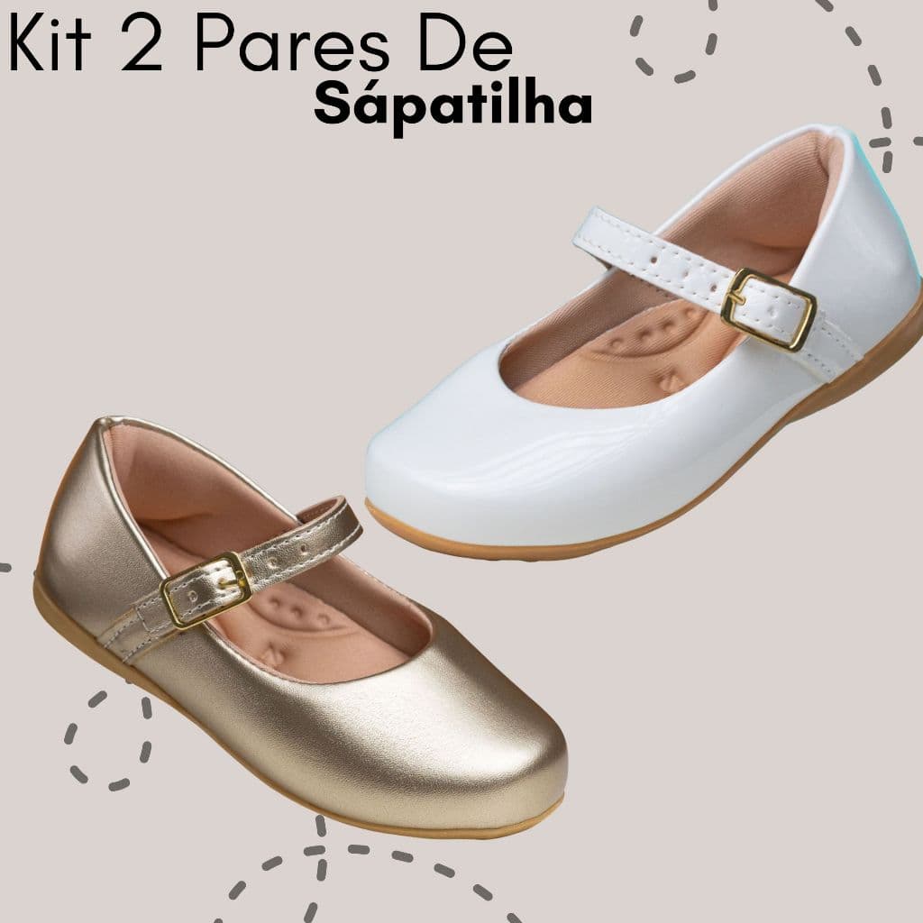Kit 2 Pares De Sapatilha Menina Infantil Batizado Promoção Vários Modelos Lançamento