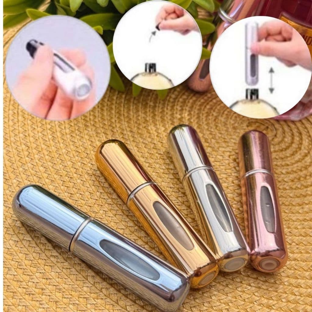 Kit 9un Porta Perfume de Bolso Spray Recarregável Frasco 5ml