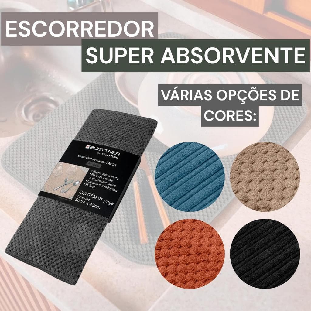 Escorredor De Louça Microfibra Super Absorvente Aparador Tapete Buettner