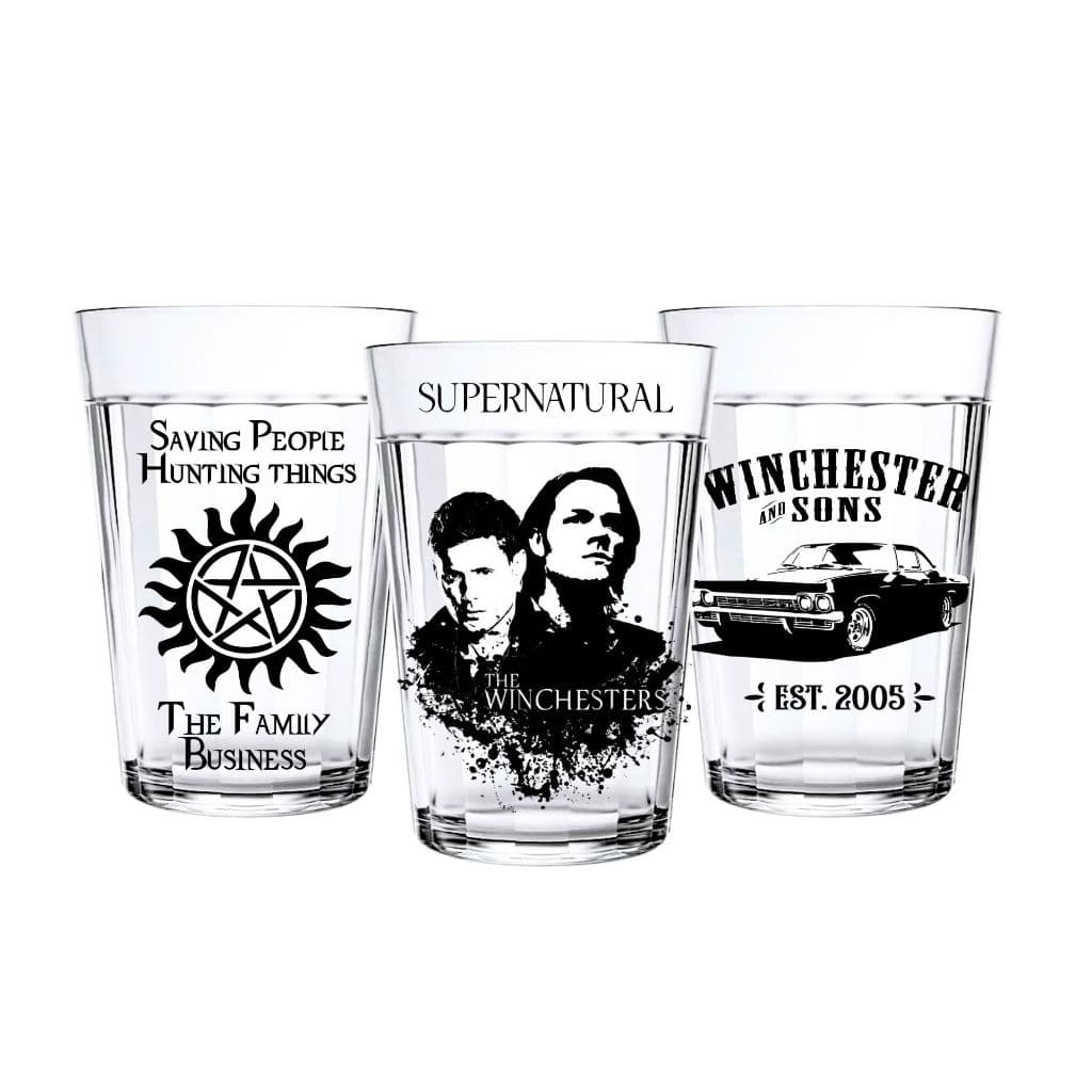 Jogo 3 Copos Americanos Série Supernatural Winchester Personalizado Colecionável Copo Cerveja