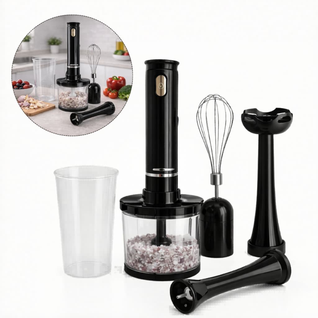Mixer 3 em 1 200W 127V com Copo 700ml Lâmina Inox Batedor e Processador Portátil