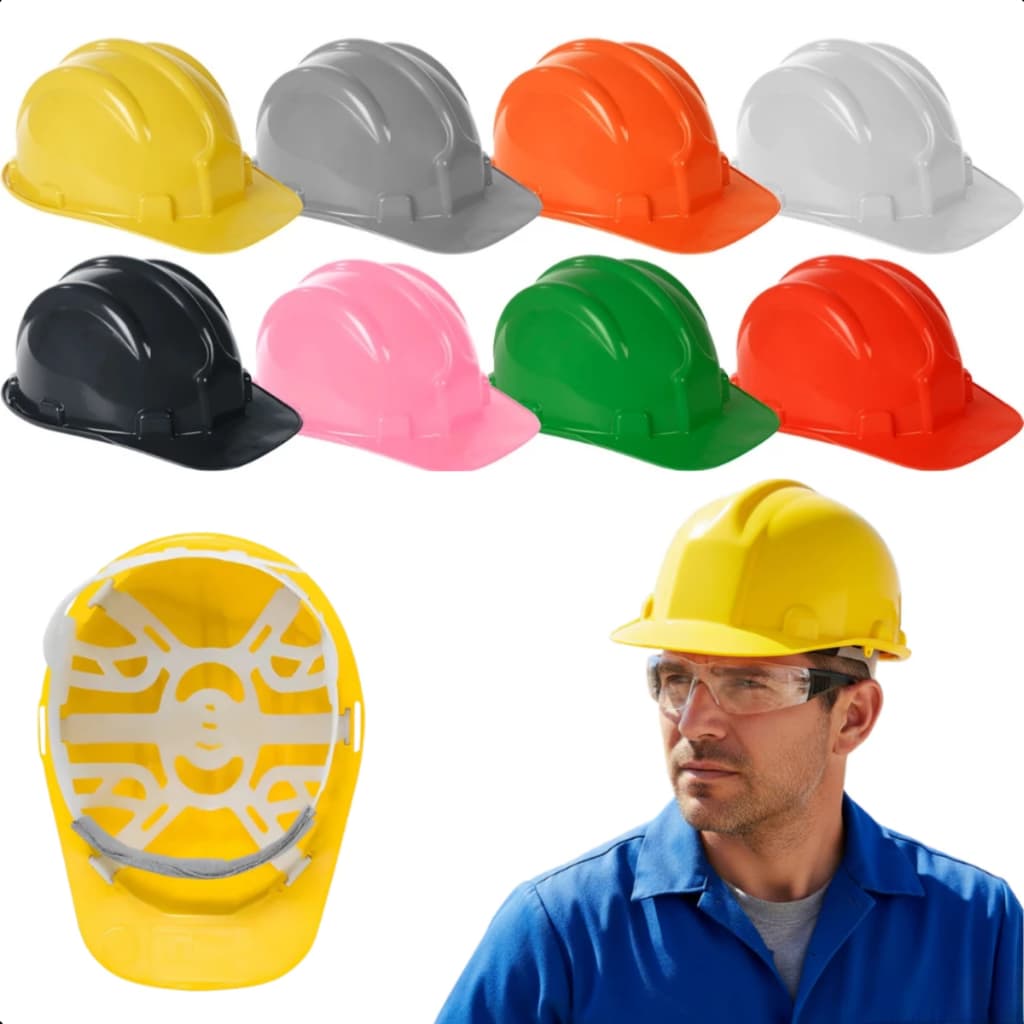 Capacete De Segurança Com Carneira Para Obra Proteção Trabalho Epi Construção Civil Plastcor