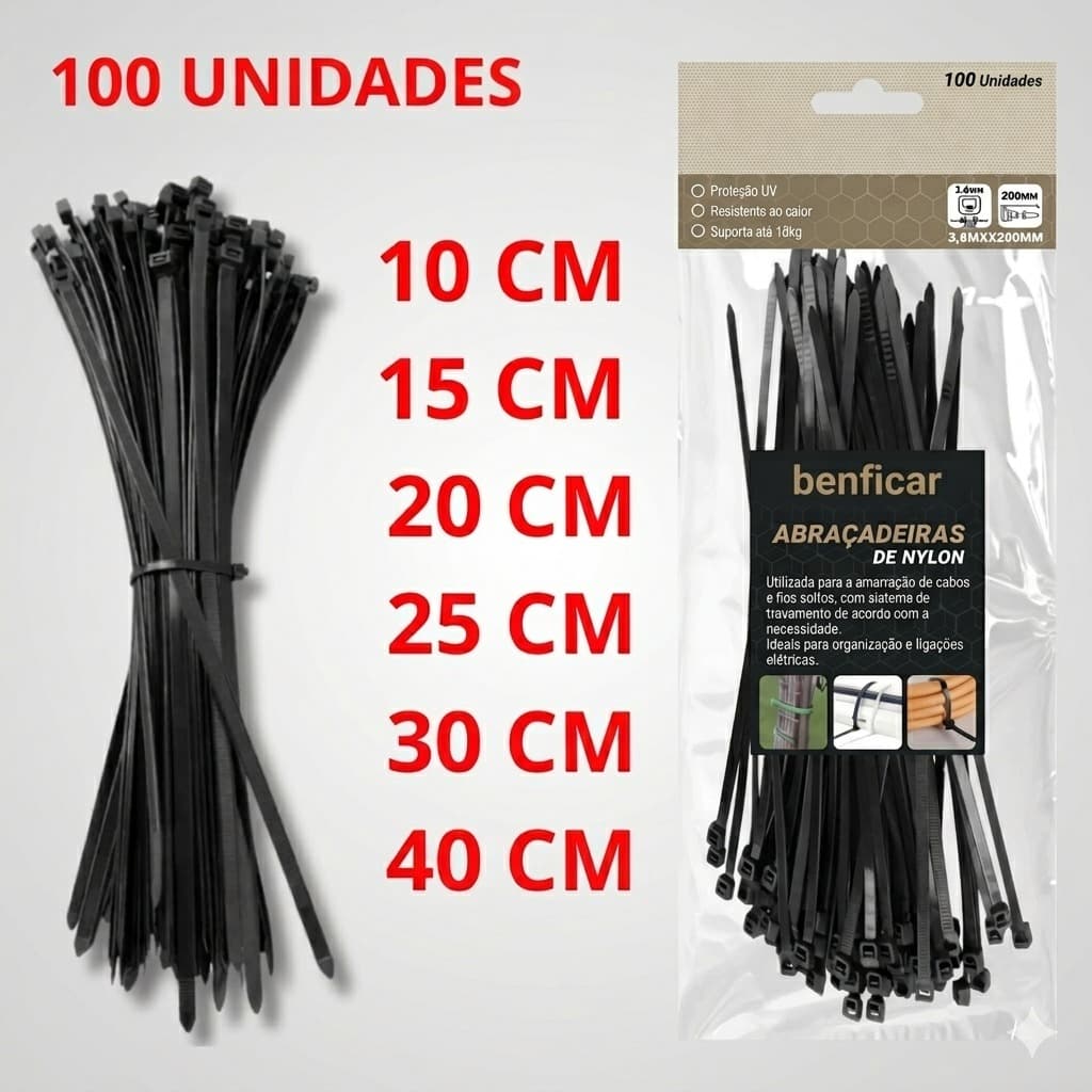 Kit 100 Abraçadeira Nylon Enforca Gato Vários Tamanhos Escolha