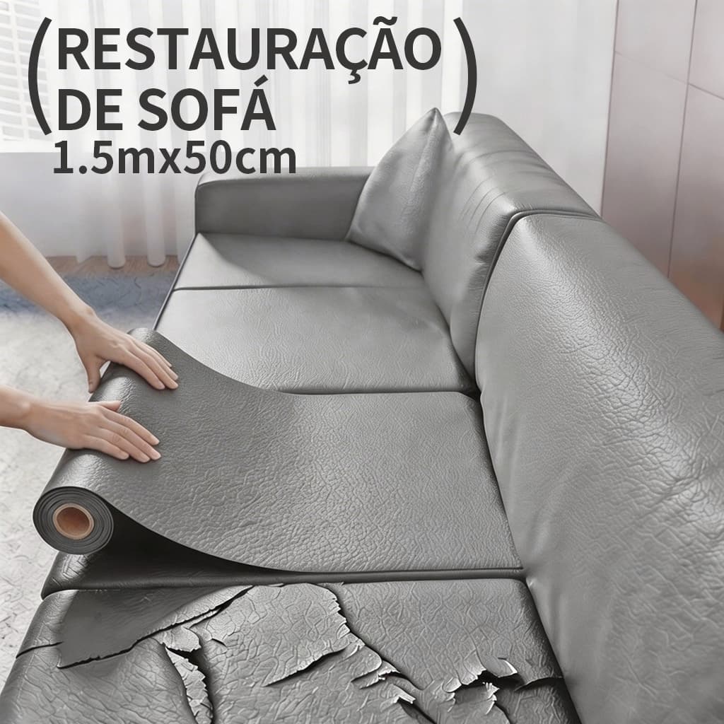 Adesivos De Couro Cinza PU Para Reparo De/Conserto De Sofá Com 50cmx150cm