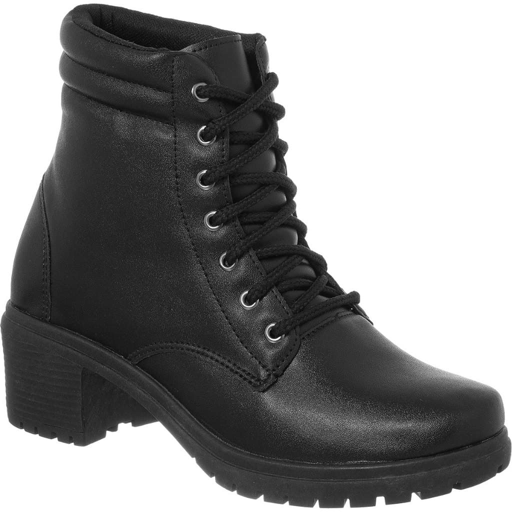 Bota Coturno Feminino Salto Grosso Blogueira Bota Cadarço Bota Amarração Botinha