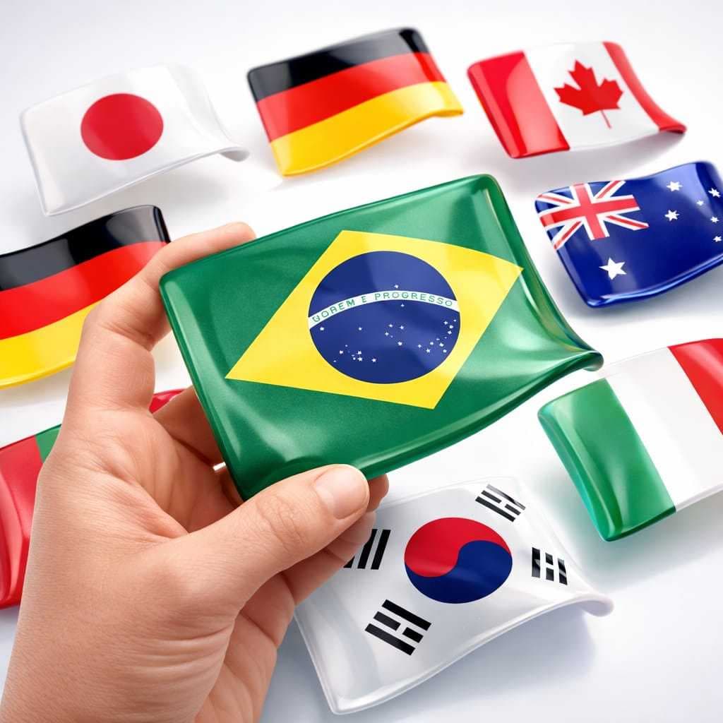 Imã de Geladeira Países Resinados MDF Bandeiras do Mundo Todos Países Disponíveis Decoração