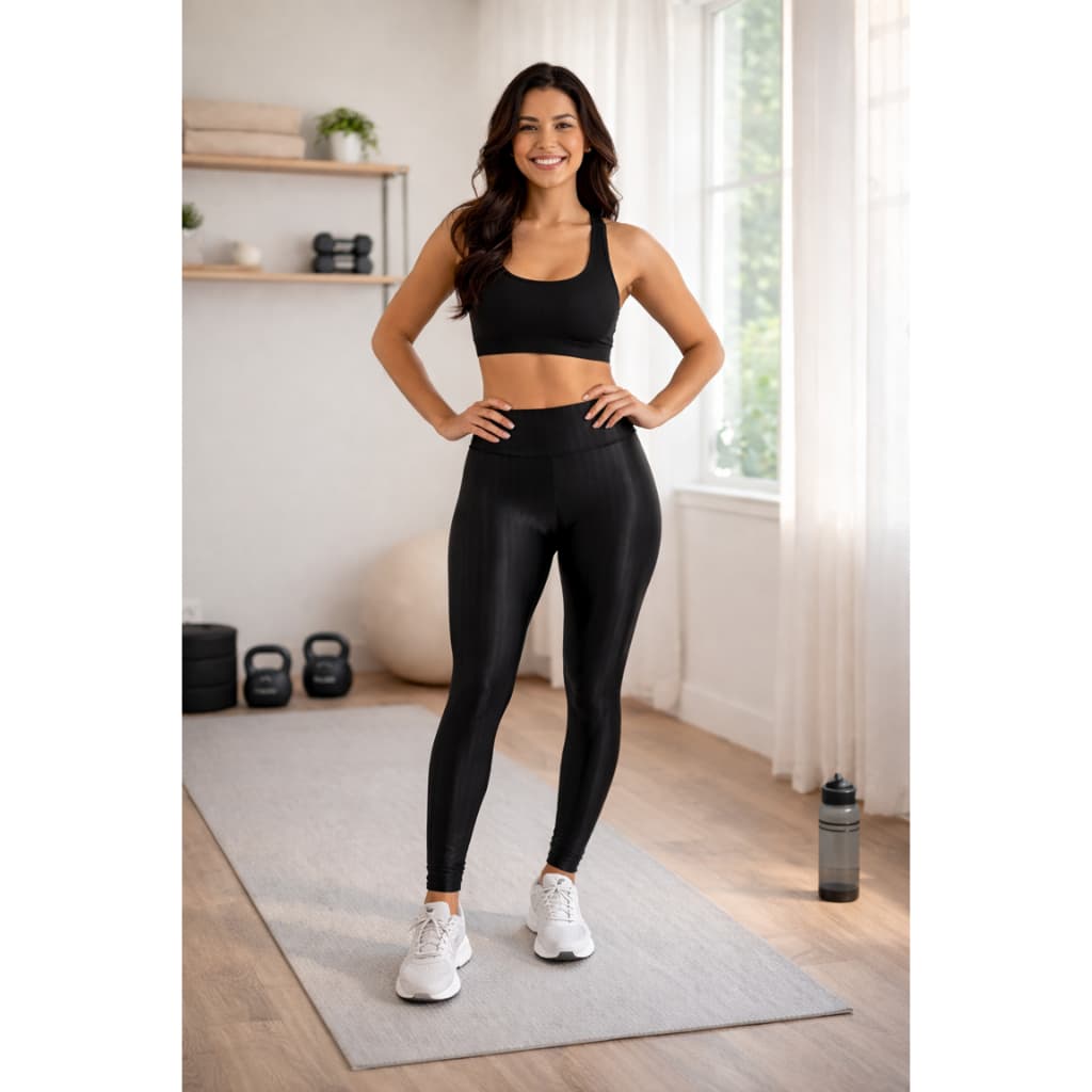 Kit com 2 calças Legging 3D Cirrê Zero Transparência Feminina Academia Legg