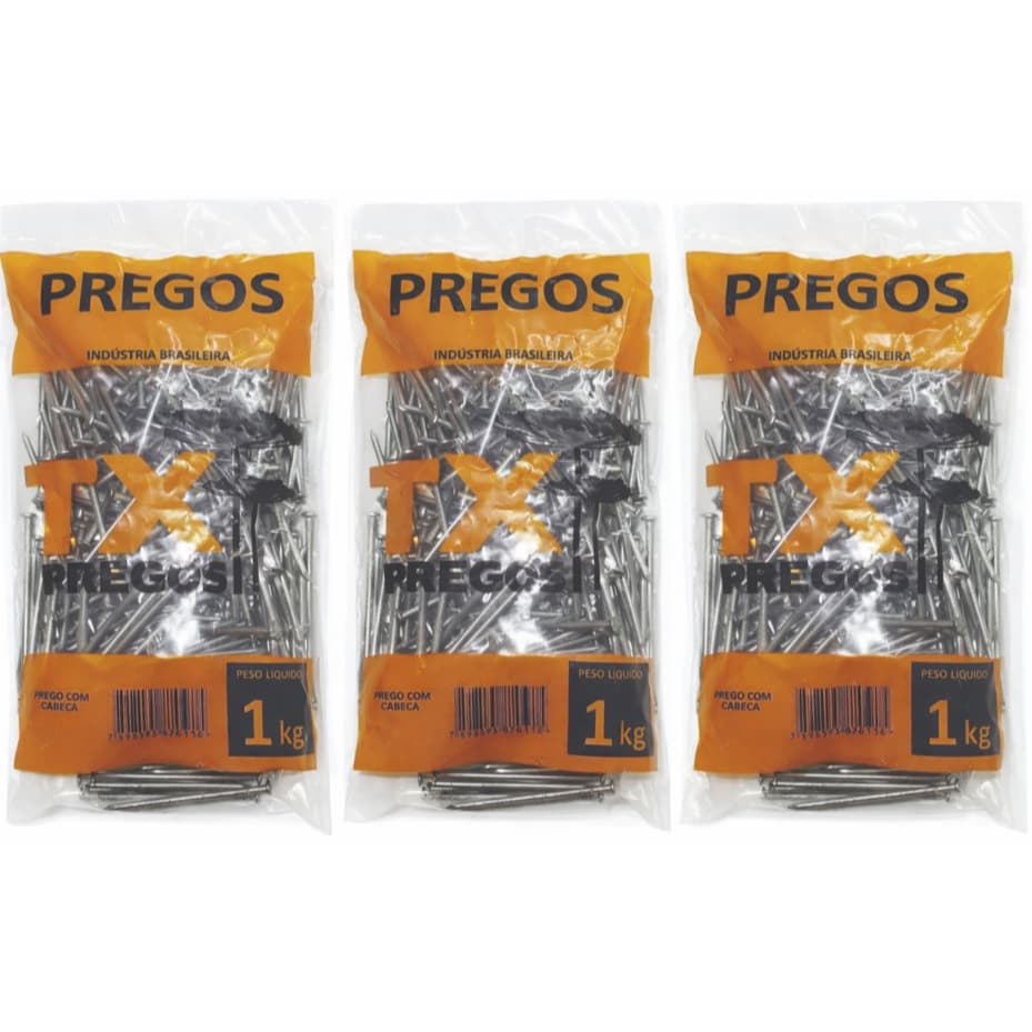 Prego 25x72 Polido com Cabeça - Excelente Marca TX - Alta Resistência - (Selecione a Quantidade Desejada)