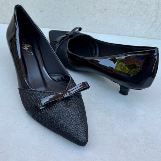 Scarpin Preto Verniz c/Ponta Brilhosa - Salto Gota 2,5cm salto baixo /salto bb linha premium /scarpin feminino /