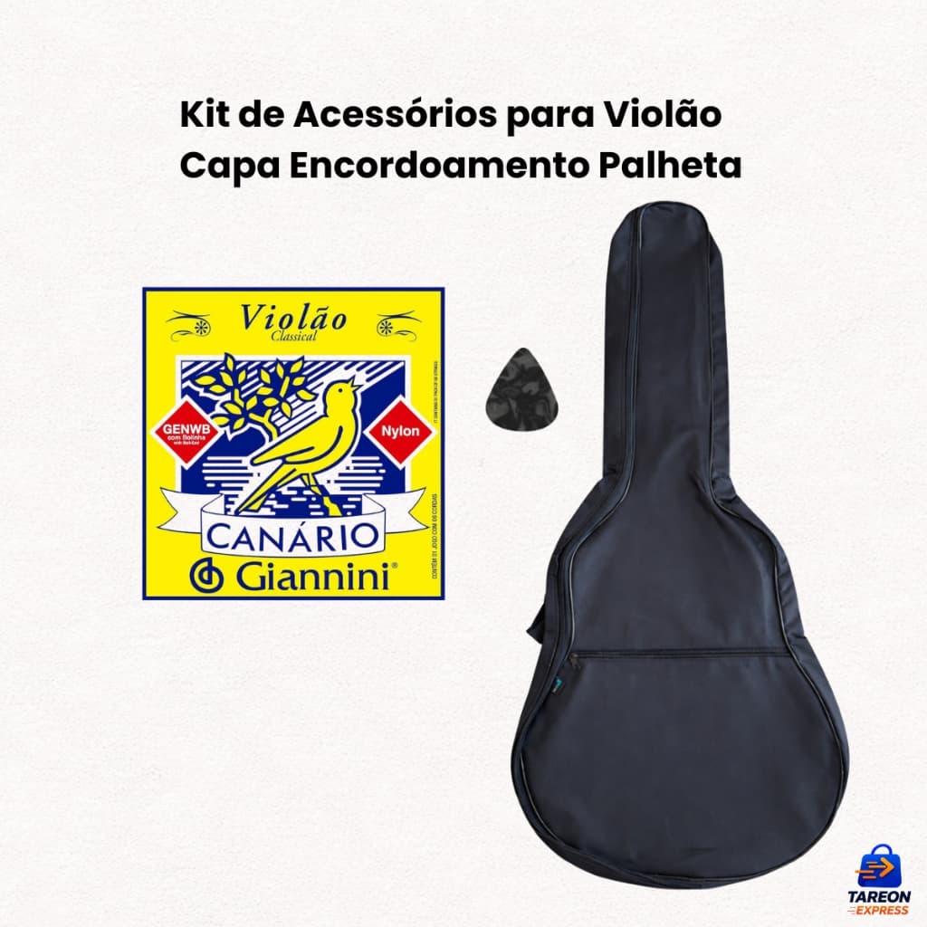 Kit Capa de Violão + Encordoamento Nylon Ideal Estudantes