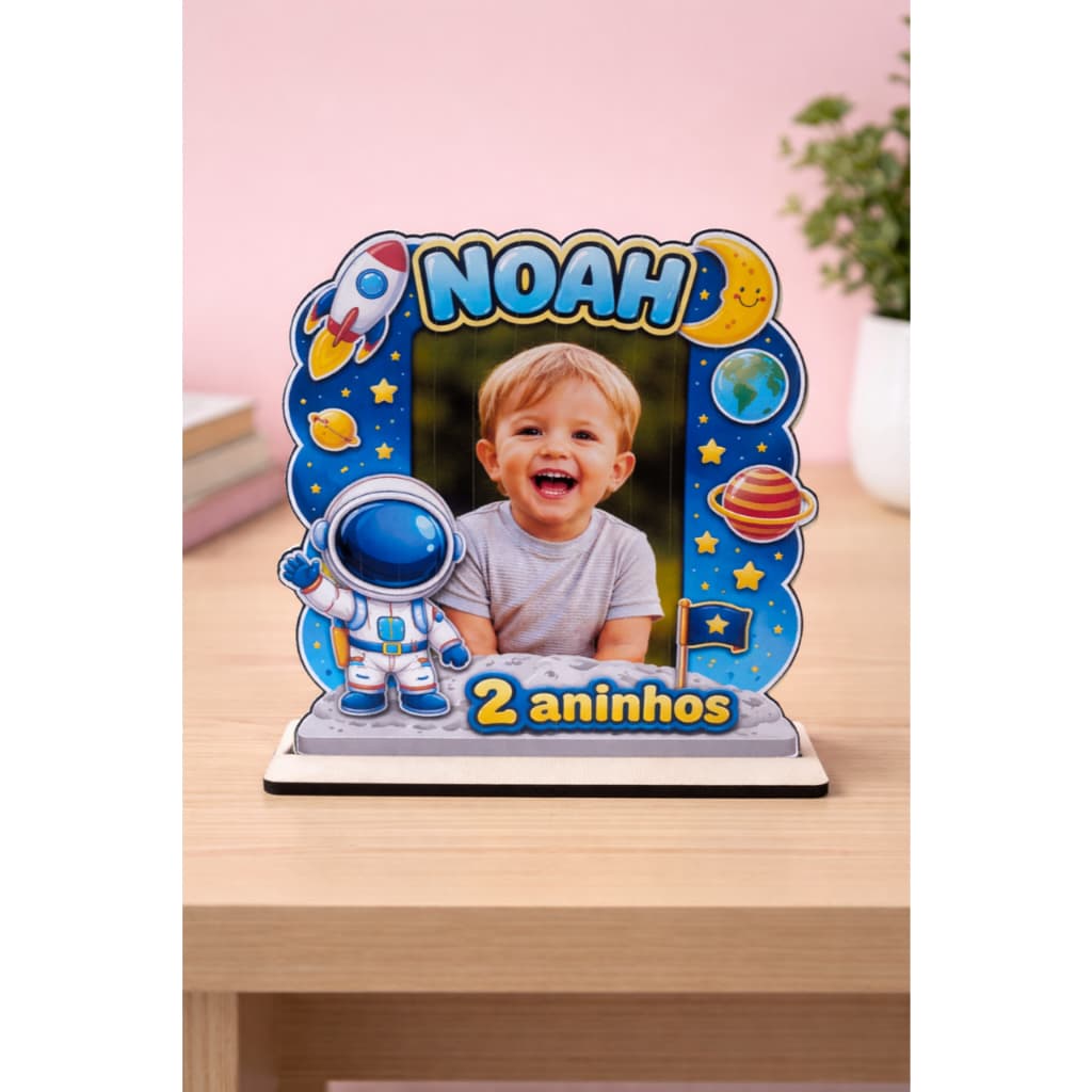 Kit 20 Porta Retrato  Tema Astronauta Foguete Mdf Branco