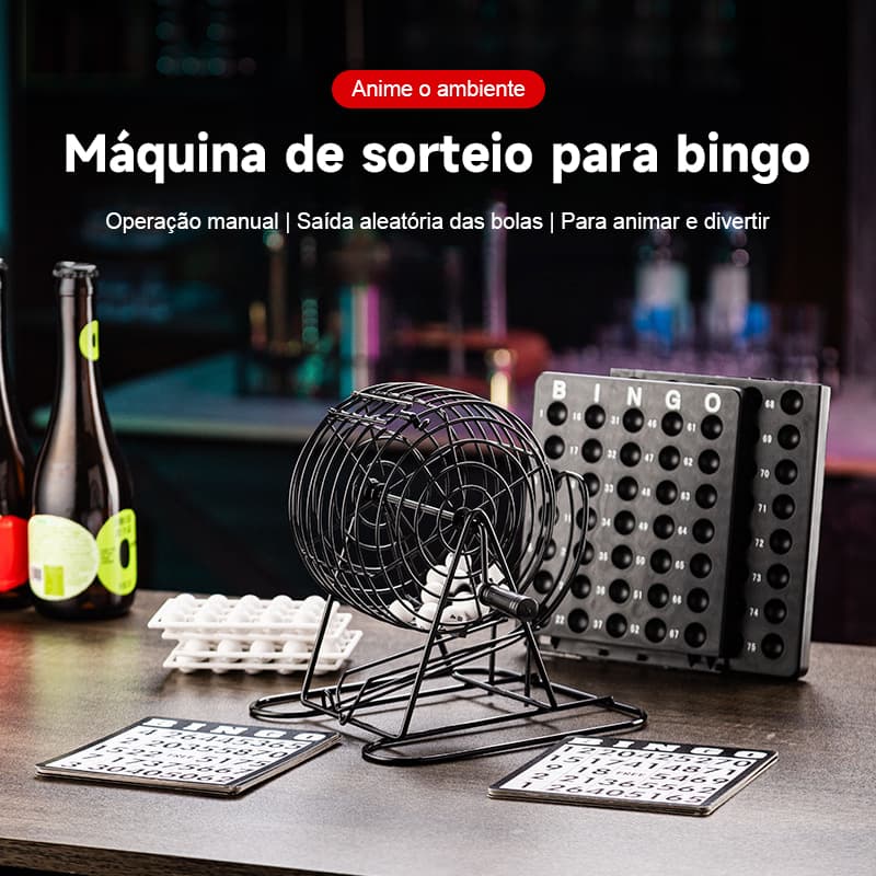 Kit Jogo De Bingo Metal Brinquedo Infantil Profissional Globo Completo Com Cartela 75 bolas Presente Natal