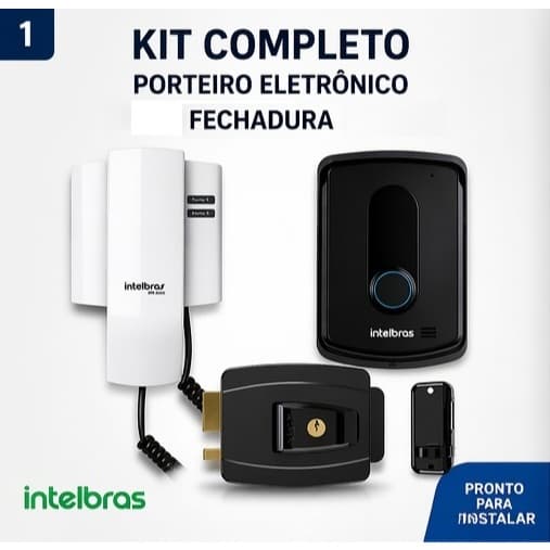 Kit Porteiro Eletrônico Intelbras IPR 8010 + Fechadura Elétrica 12V AGL | Interfone Completo Segurança Residencial