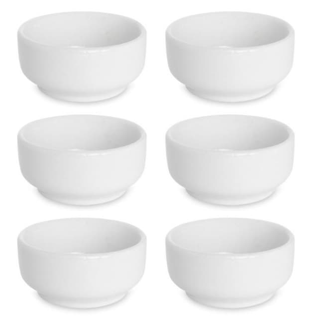 Kit 6 Manteigueiras 60ml Porcelana Branca Porta Molho Patê Shoyu Tigela Cozinha Mesa Posta