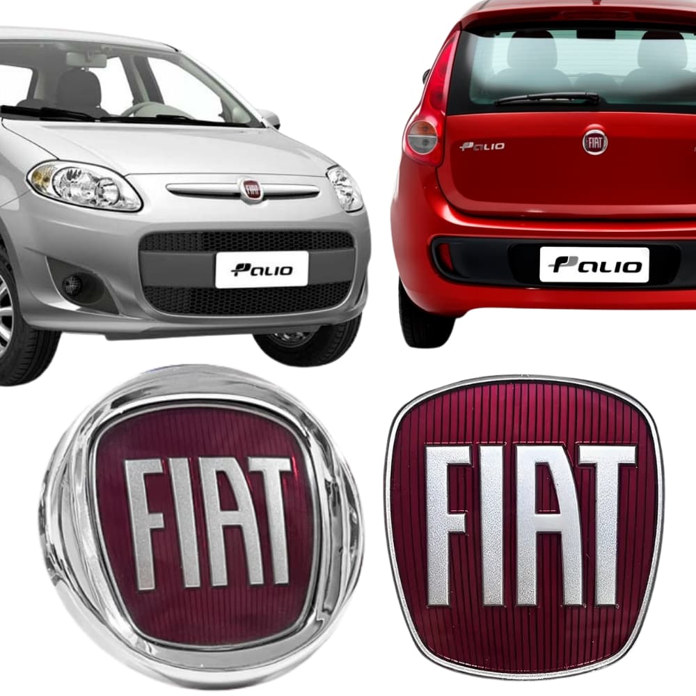 Kit Par Emblemas Dianteiro e Traseiro Fiat Palio Attractive Essence Sporting 2012 a 2017