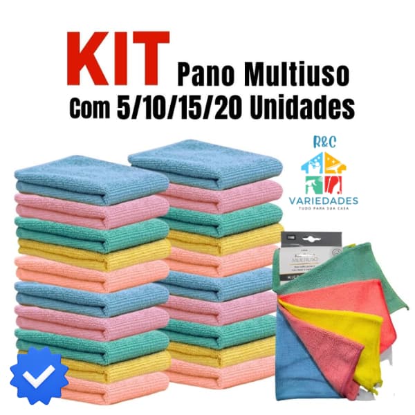 KITs PANOS De Limpeza MICROFIBRA 30 x 30 cm Alta Absorção Multiuso Varias Cores