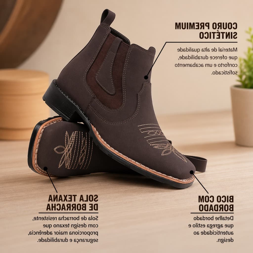 Bota Masculina Made in Roça Bordada Casual Passeio Festa Cavalgada