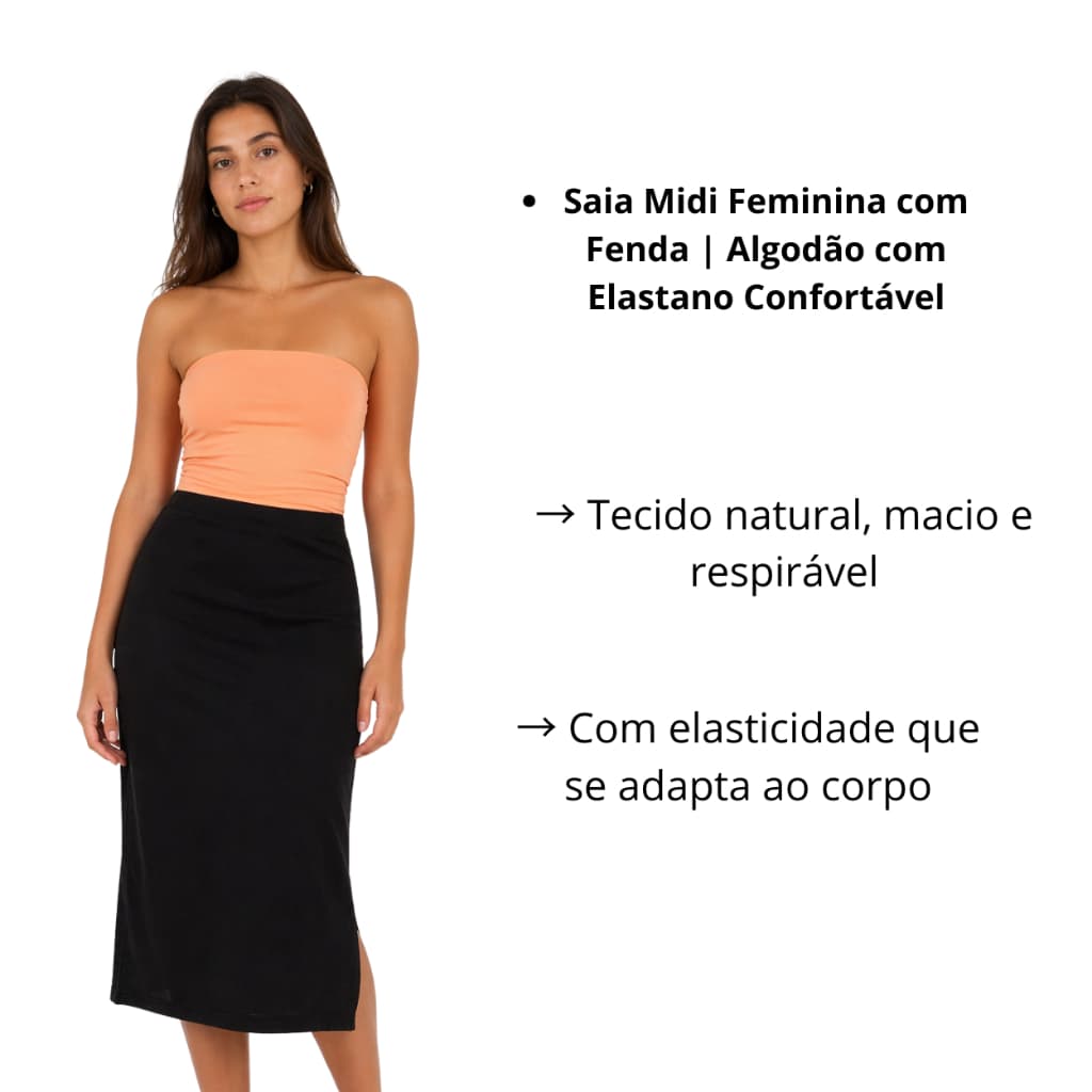 saia feminina justa confortável elegante casual versátil dia a dia moda tendência cintura alta promoção