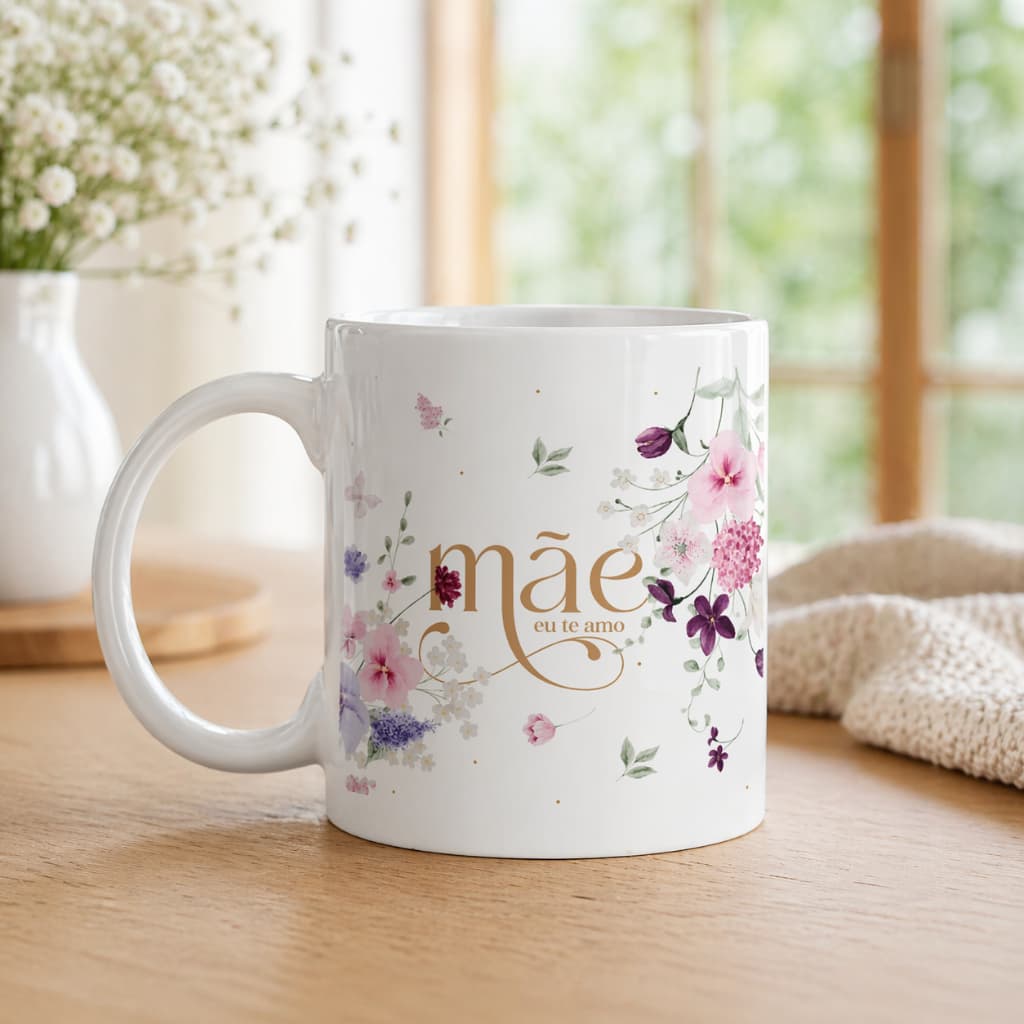 Caneca porcelana Presente Criativo para mãe Mimo Delicado Lembrancinha